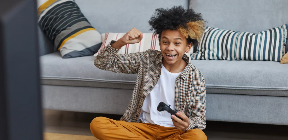 Student playing videogames