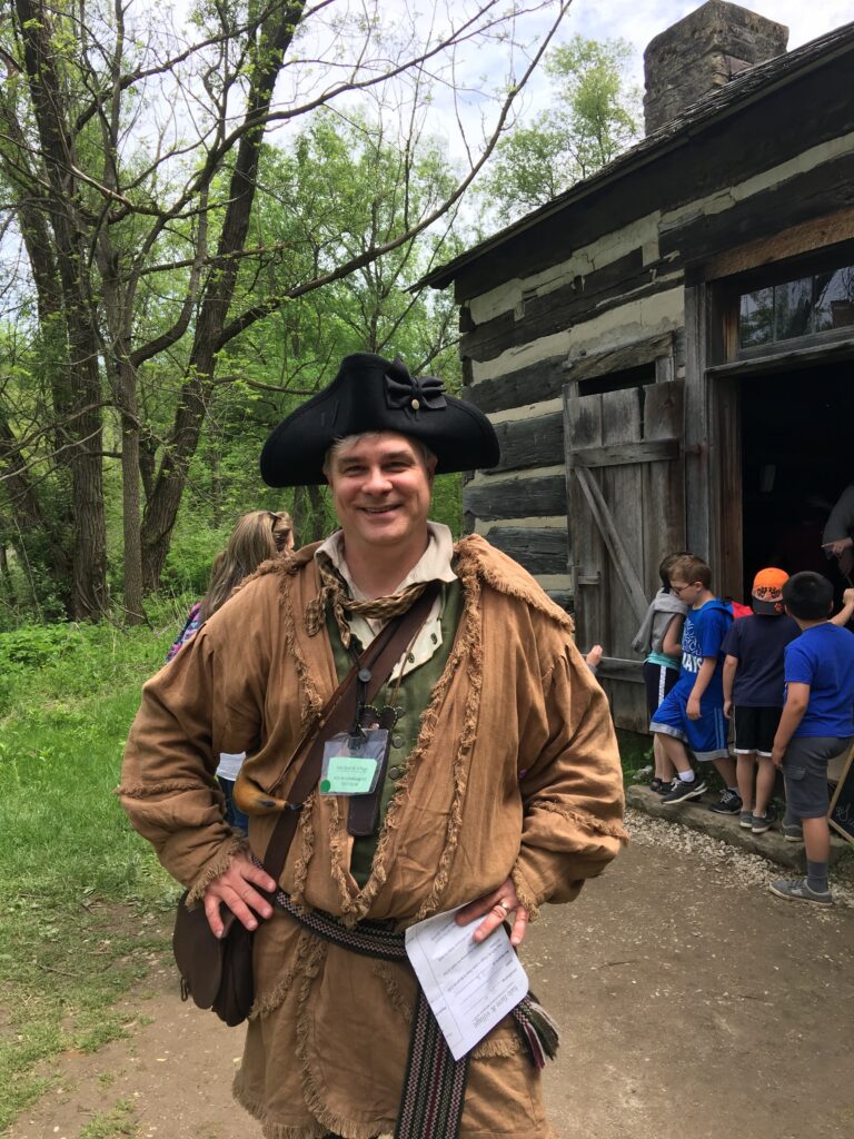 teacher Stephen Hodges in accurate period clothing