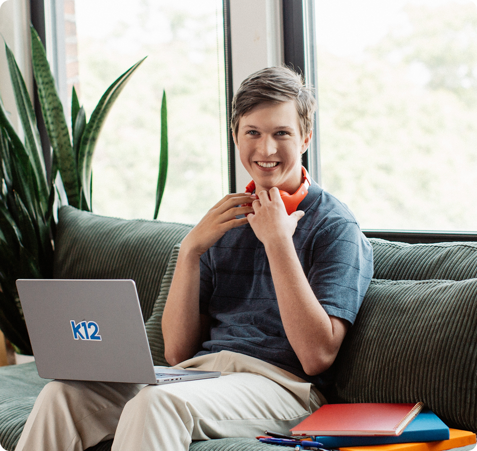 Student working with his laptop