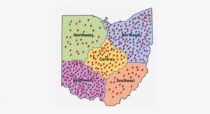 A map of the various acts of kindness that have been done by OHVA students around the state of Ohio.