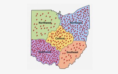 A map of the various acts of kindness that have been done by OHVA students around the state of Ohio.