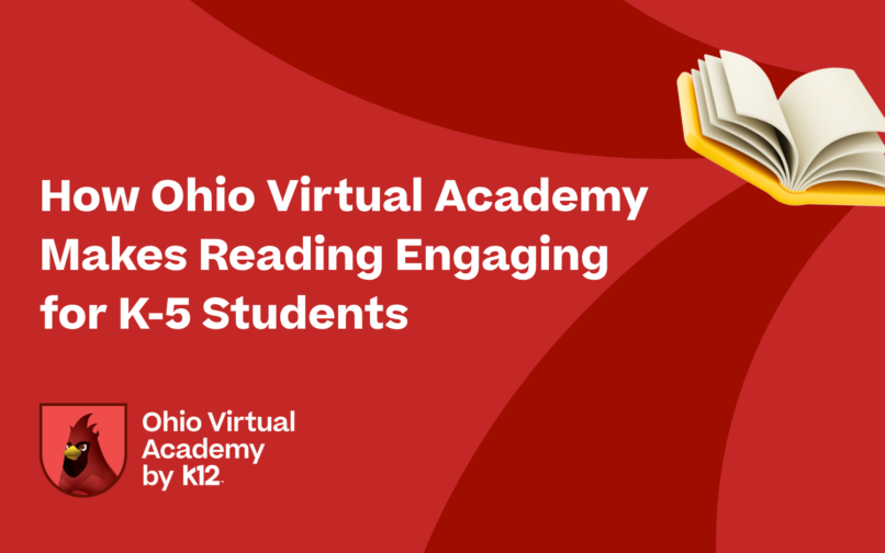 The caption of the blog post with the OHVA school logo and a graphic of a book in the top right corner.